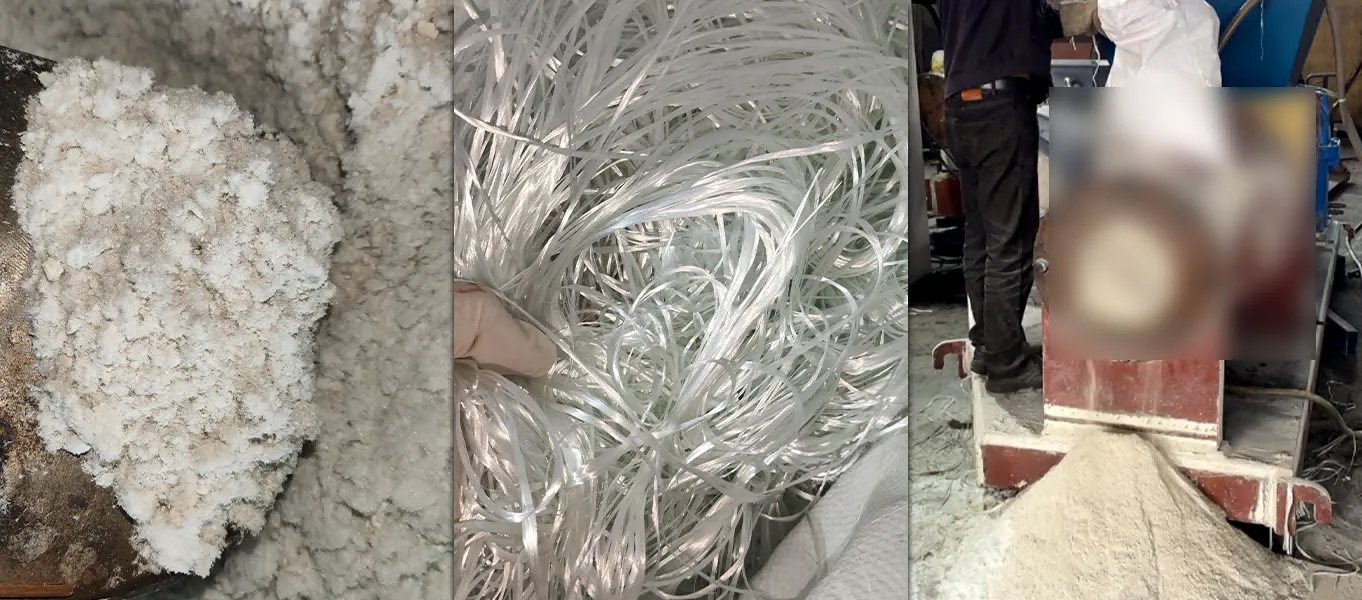 玻璃纤维废丝/废布粉碎回收方案